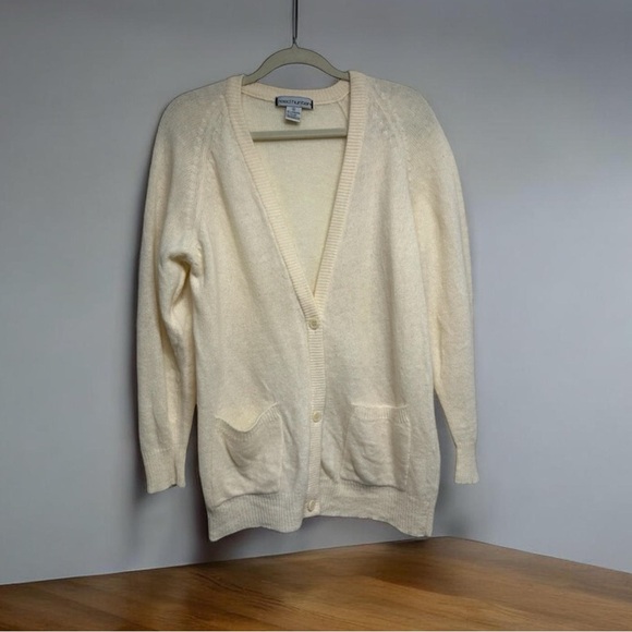 Hunter Sweaters - Reed Hunter 96% Lambswool Cardigan – Buttercream Yellow, Size Small